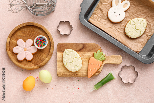 Easter cookies with eggs, i...