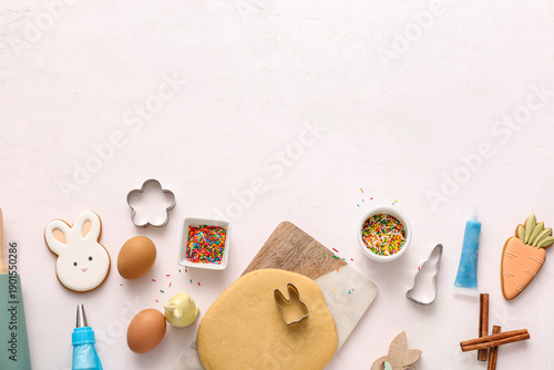 Fresh dough with Easter coo...