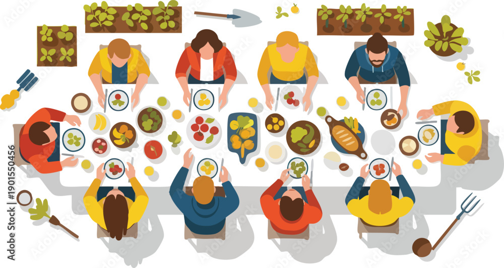 Fototapeta premium People Eating at a Table Together.