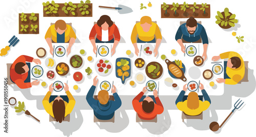 People Eating at a Table Together.