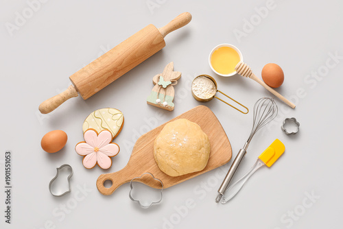 Fresh dough with Easter coo...