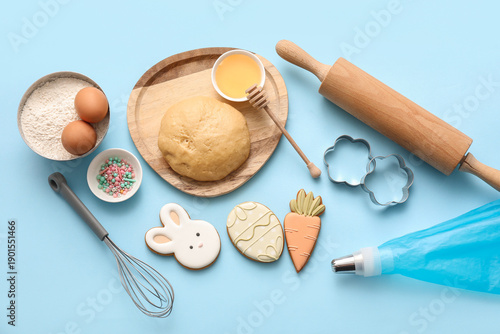 Fresh dough with Easter coo...
