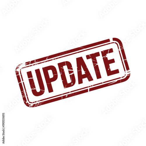 A red update stamp on a white background with a distressed texture