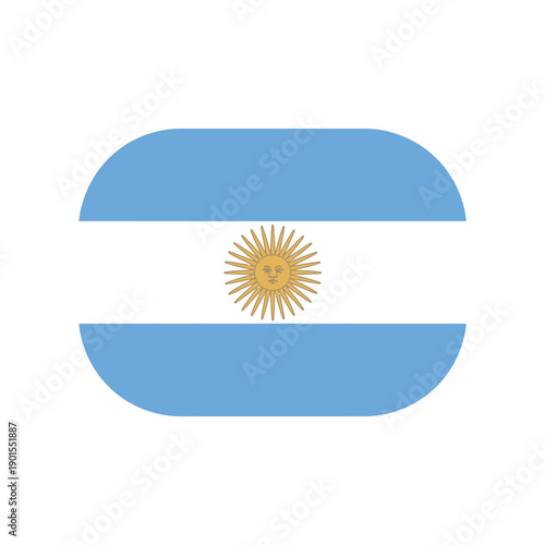 The flag of Argentina with a golden sun on a white and blue background