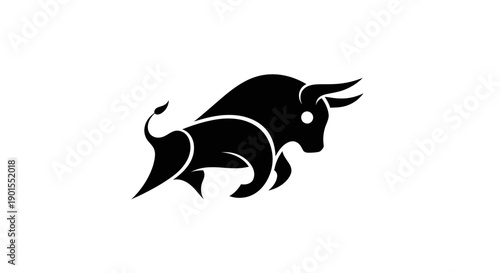 Black bull silhouette on white background