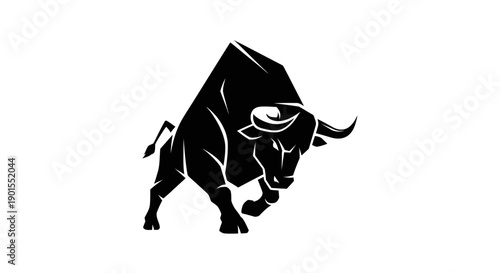 Black bull silhouette on white background