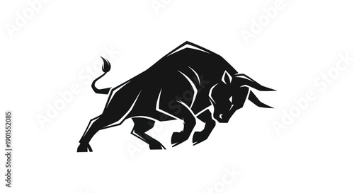 Black bull silhouette on white background
