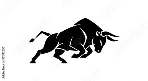 Black bull silhouette on white background