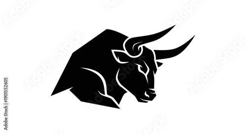 Black bull silhouette on white background