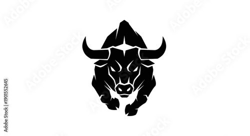 Black bull silhouette on white background