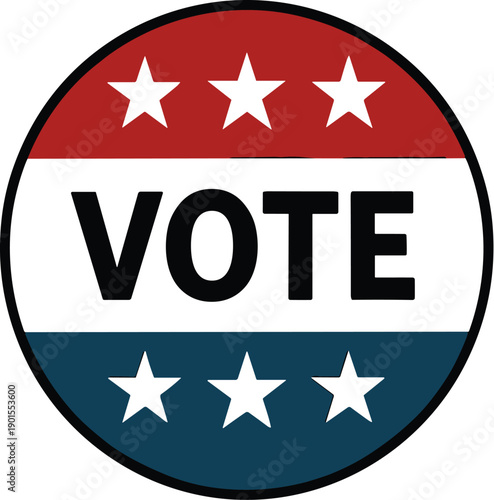 Vote Election Badge Vector Silhouette Black and White Cricut Design for Political Campaign and Voting Advocacy