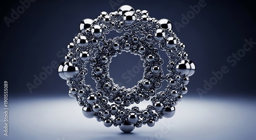 Metallic Molecular Structure with Spheres and Rings.