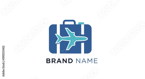 Travel Logo Design with Suitcase and Airplane Elements.