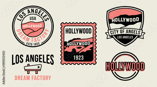 Retro Los Angeles Hollywood Emblems and Badges Collection