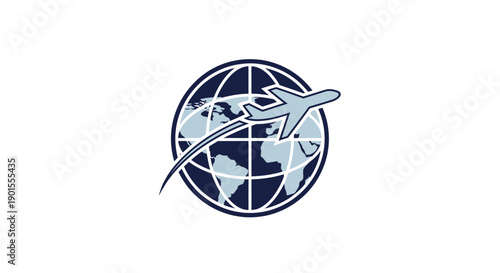 Globe with Airplane Flying Around It.