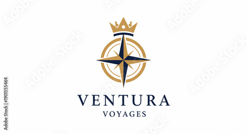 Ventura Voyages logo with compass and crown symbolizing navigation and luxury travel.