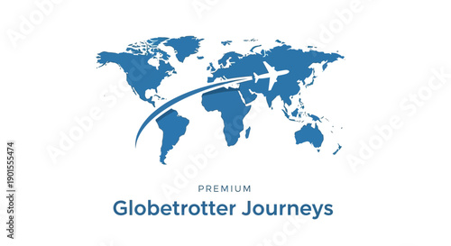 Globe illustration with airplane flight path symbolizing travel and exploration.