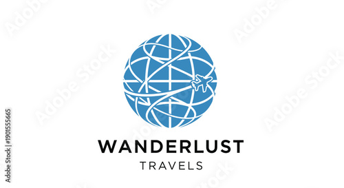 Wanderlust Travels Logo Design with Globe and Map Elements.