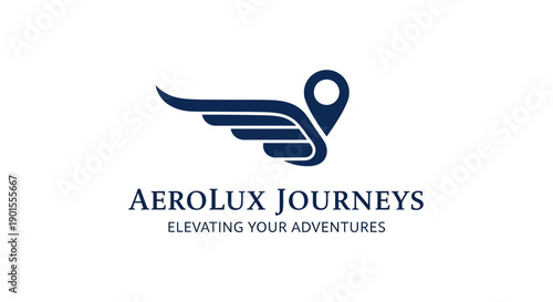 Aerolux Journeys Logo Design with Winged Location Pin Symbol.