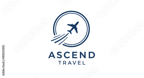 Ascend Travel Company Logo Design with Airplane.