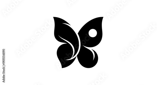 Black butterfly icon on white background