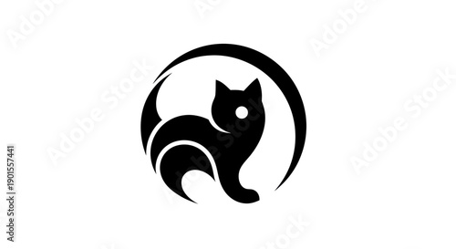 Black cat silhouette in circle emblem