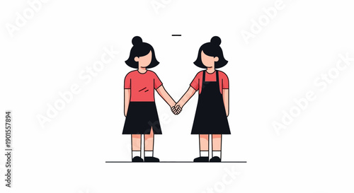 Two girls holding hands, representing friendship and unity