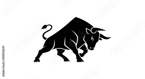 Black bull silhouette on white background