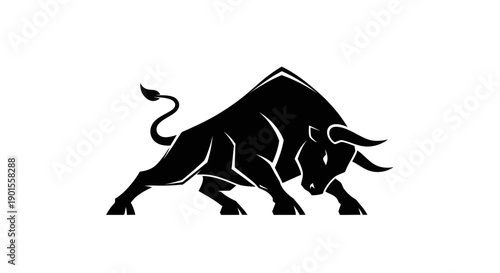 Black bull silhouette on white background