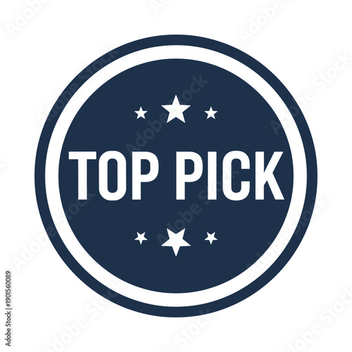 Top pick badge with stars and classic circular emblem design
