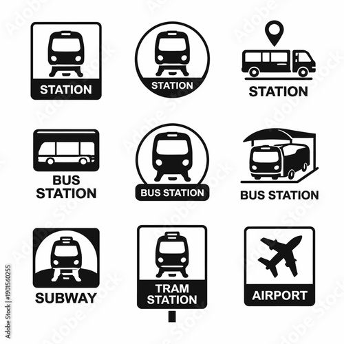 bus station icons.vector illustration