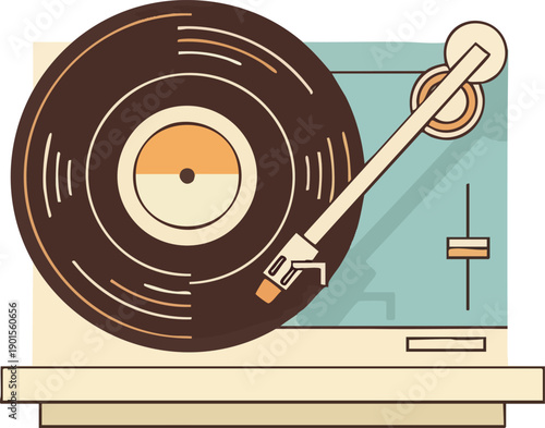 Vintage Record Player with Vinyl Record.