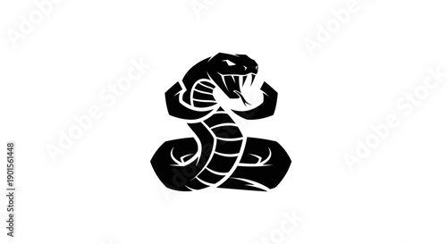 Black cobra snake illustration on white