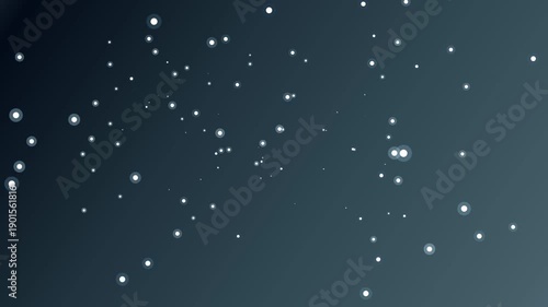 Abstract background of small white particles floating and gently moving against a dark blue-gray gradient backdrop. Ideal for technology videos, corporate presentations, transitions, and others