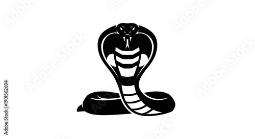 Black cobra illustration on white background