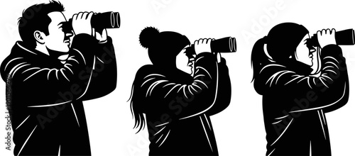 Businessman Looking Through Binoculars for Opportunities, Professional Vision Concept Flat Vector