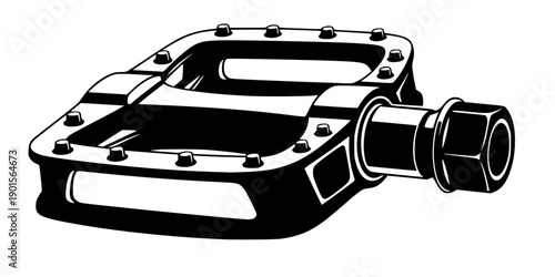 Black bicycle pedal silhouette with bolt isolated on white background
