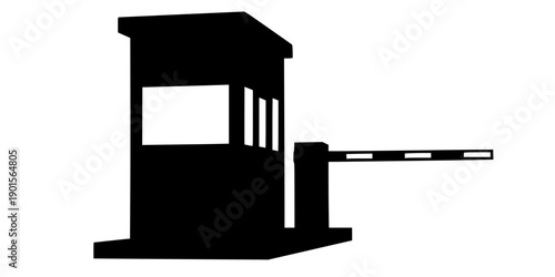 Black silhouette of a toll booth on a isolated on white background
