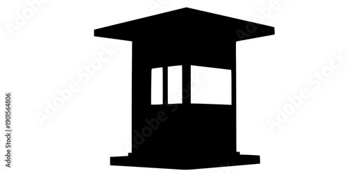 Black silhouette of a toll booth on a isolated on white background
