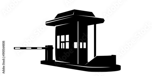 Black silhouette of a toll booth on a isolated on white background
