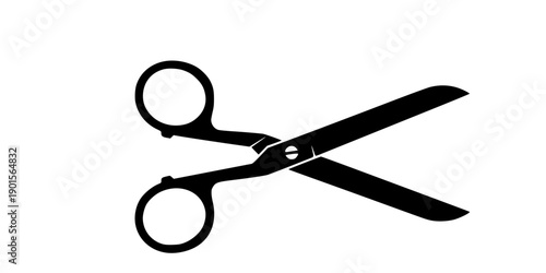 Black silhouette of scissors on , flat design isolated on white background
