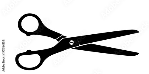 Black silhouette of scissors on , flat design isolated on white background
