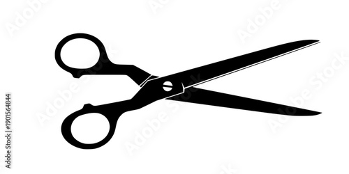 Black silhouette of scissors on , flat design isolated on white background
