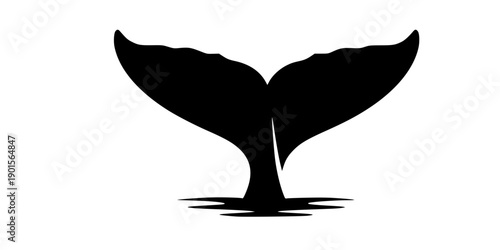 Minimalist blue whale tail vector icon symbol isolated on white background
