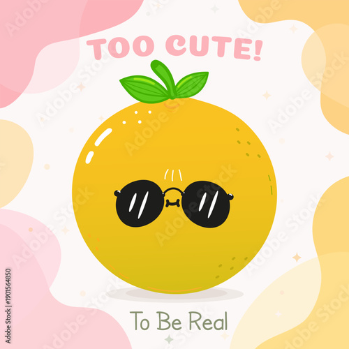 Cute grapefruit character wearing sunglasses too cute