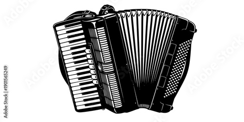 Single black accordion silhouette isolated on white background
