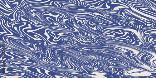Blue wavy lines abstract background. Trendy psychedelic retro style backdrop. Waves, swirl and twirl monochrome old modern nice