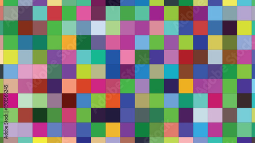 Colorful Pixelated Pattern in Vibrant Mosaic Style with Bright Multicolored Squares in Digital Format for Graphic Design