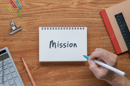 фотографія There is notebook with the word Mission