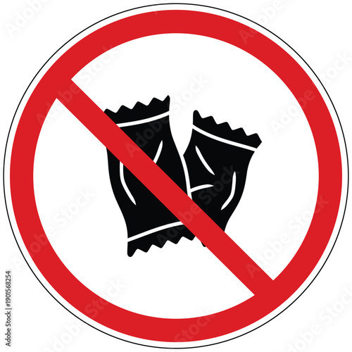 A clear prohibition sign showing no littering or discarding wrappers in designated clean areas